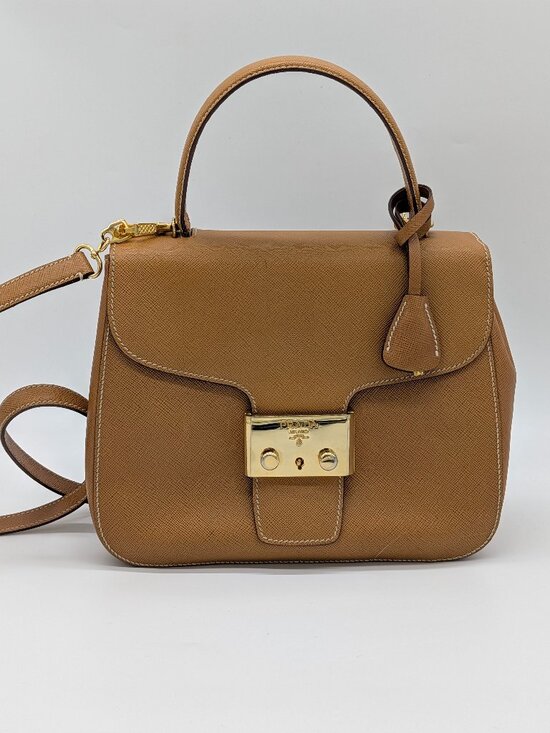 Prada Handbags - Prada Emblem Safiano Top Handle Bag